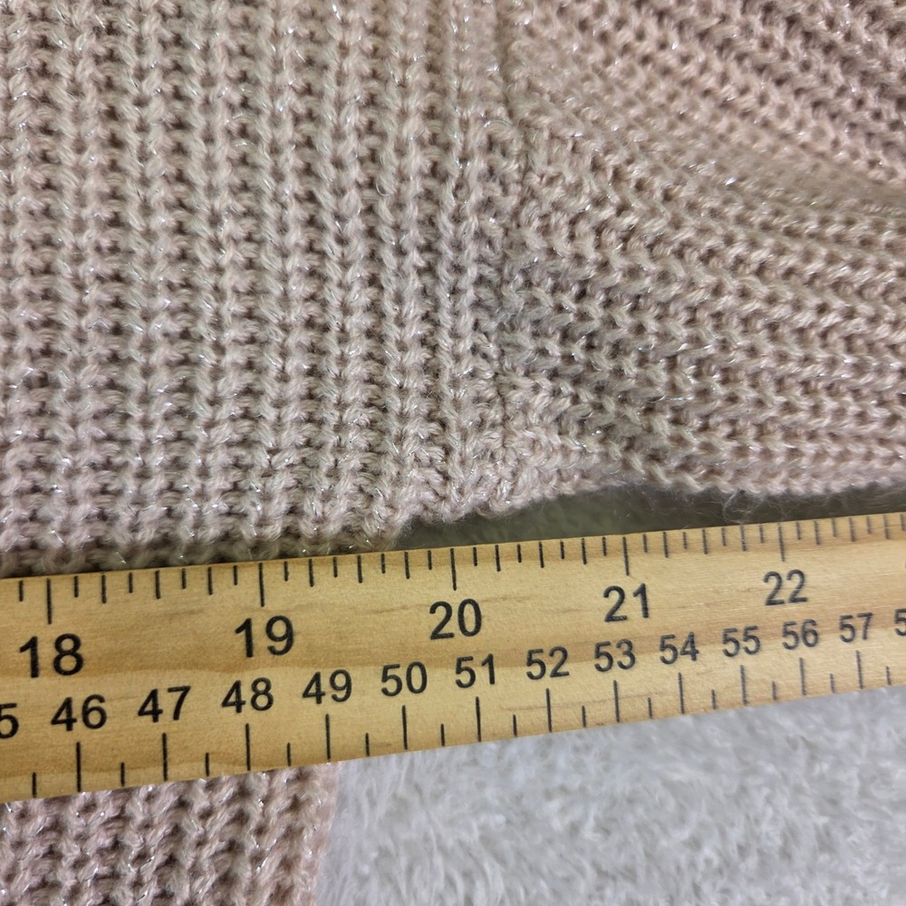 Moral Fiber Womens Blush Pink Metallic Shimmer V-Neck Ribbed Knit Sweater Small - Picture 5 of 8